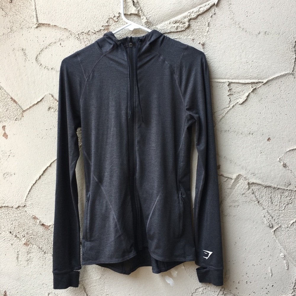 Gymshark Apex Zip Up Jacket Black Marl Size S